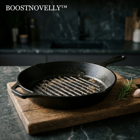 ▩ Boostnovelly™ THE OBSIDIAN HEARTH GRIL- "Flavor is forged in high-tension contact. This is not a pan; it is a thermal stage for the theater of the perfect sear."